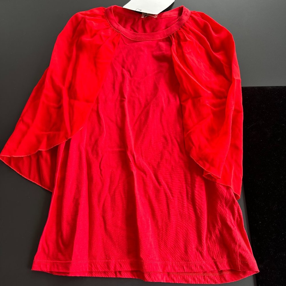 Red sheer caped T shirt